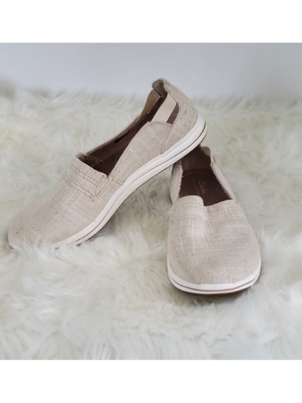 Cloudsteppers by Clarks Breeze Step Slip On Sneaker Natural Interest Womens SZ 9